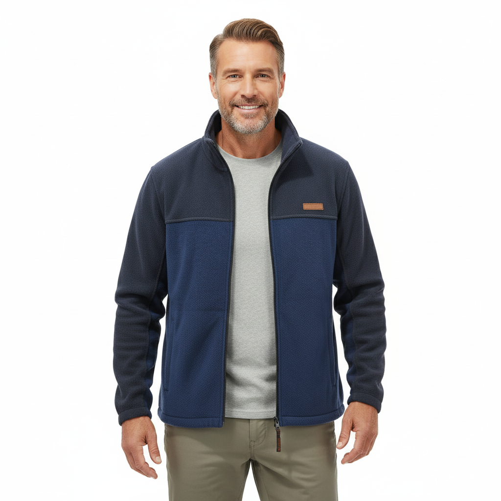 Men’s Full Zip Jacket Casual Stand Collar Long Sleeve Outdoor Jacket