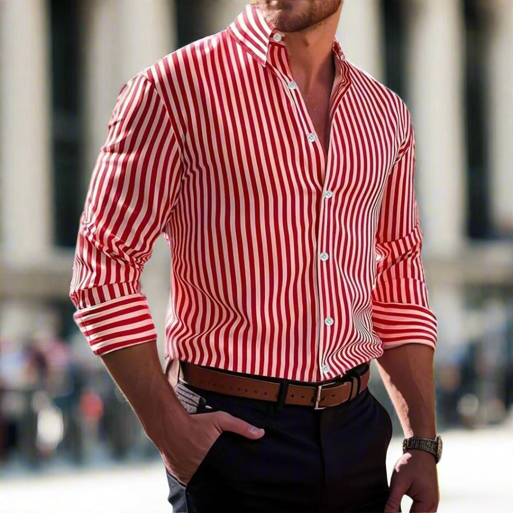Napoli Classic Striped Men Breathable Shirt Blouse