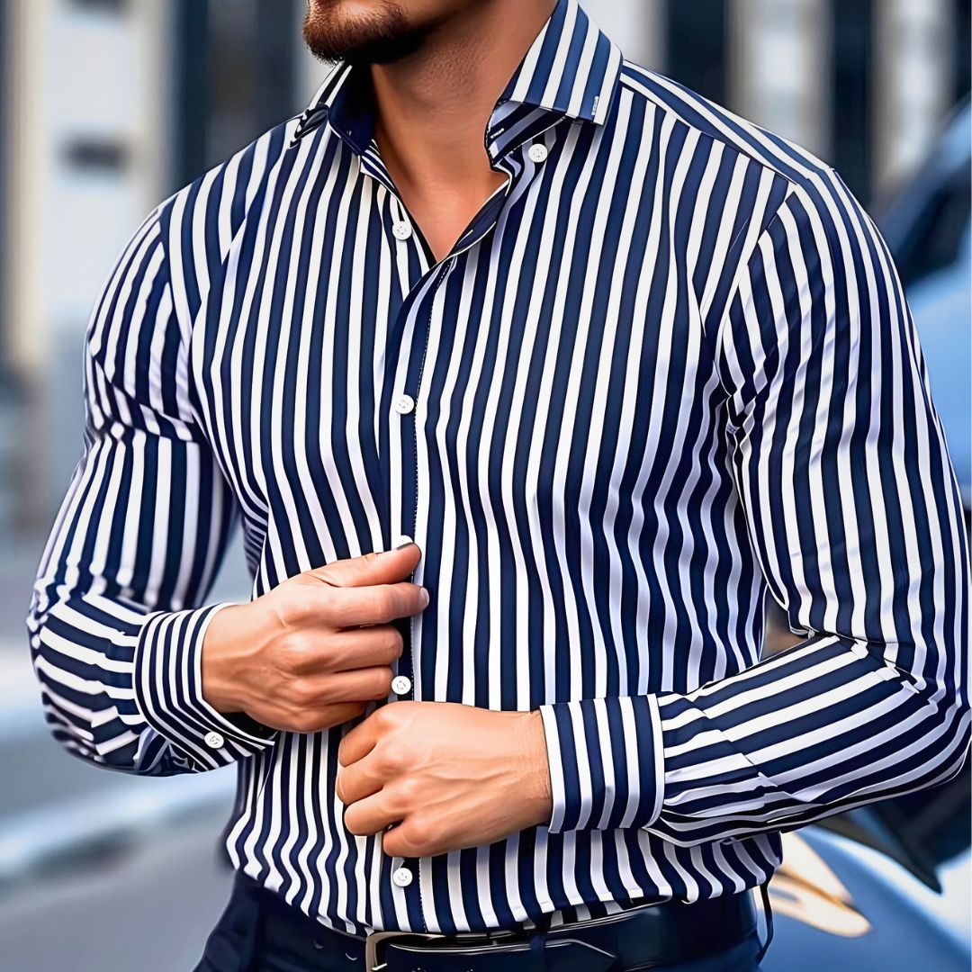 Napoli Classic Striped Men Breathable Shirt Blouse