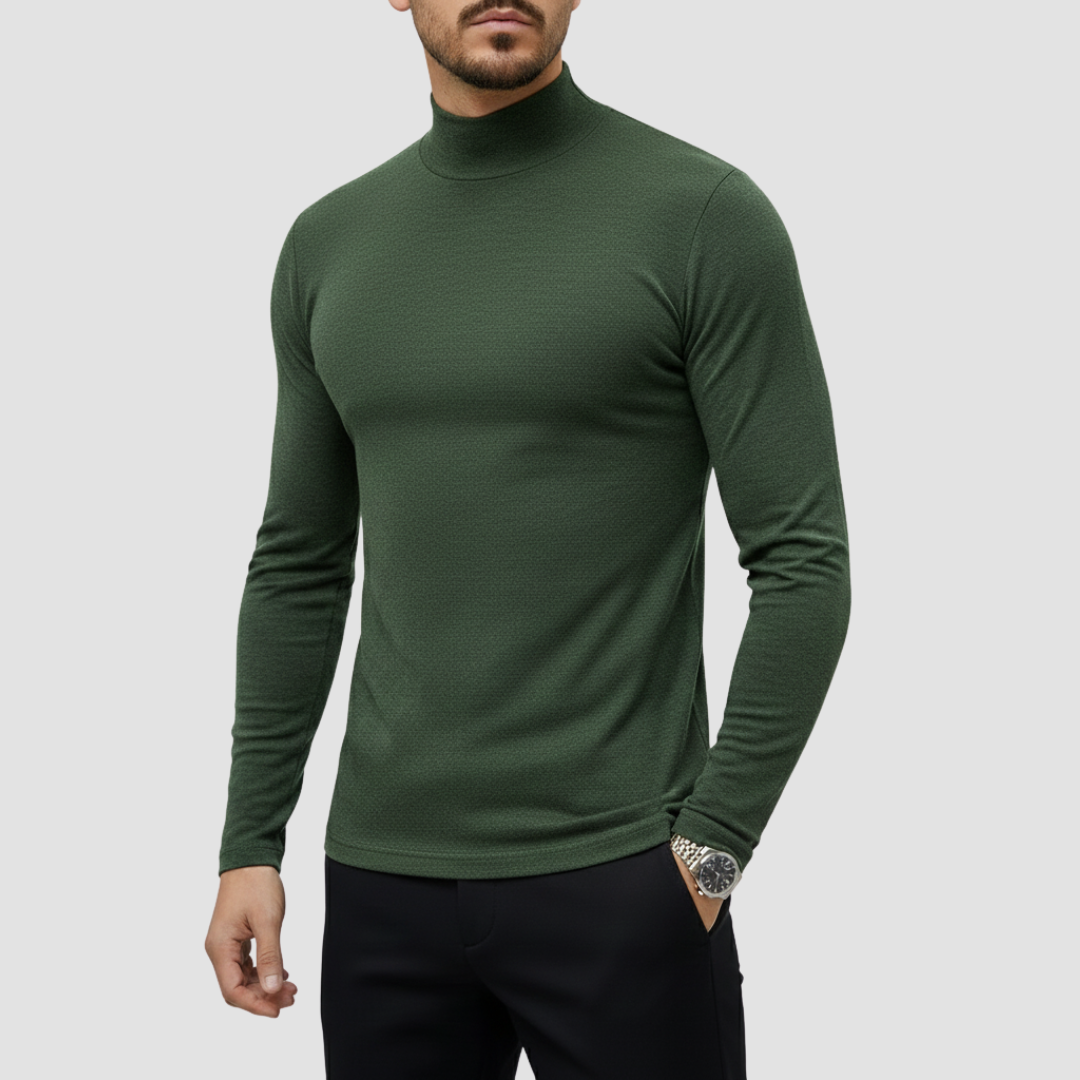 Men’s Turtleneck Shirt Long Sleeve Slim Fit Casual Top