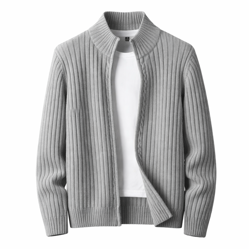 Men’s Zip Up Cardigan Sweater Casual Stand Collar Knit Jacket
