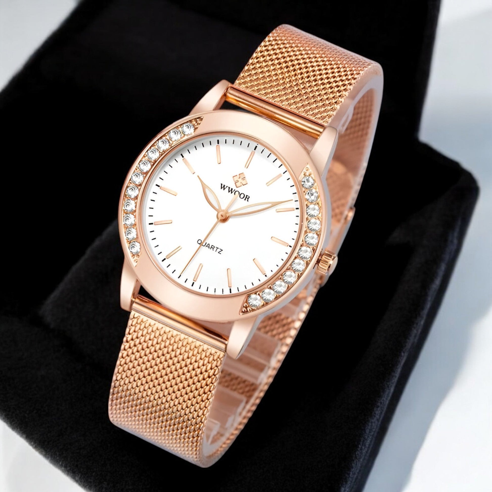 Rose Gold Watch – Elegant Woman Stainless Steel Wristwatch - Solorfit