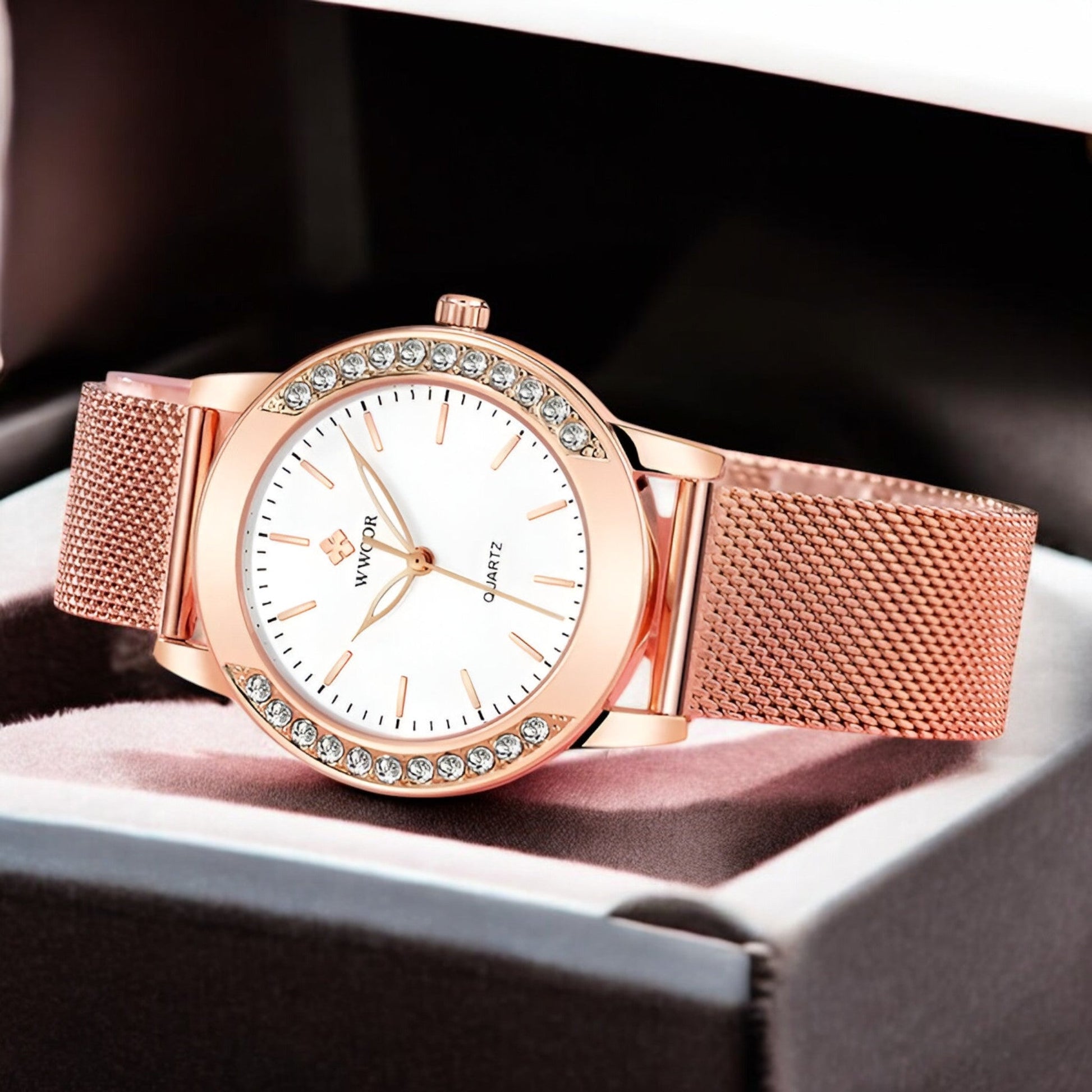 Rose Gold Watch – Elegant Woman Stainless Steel Wristwatch - Solorfit