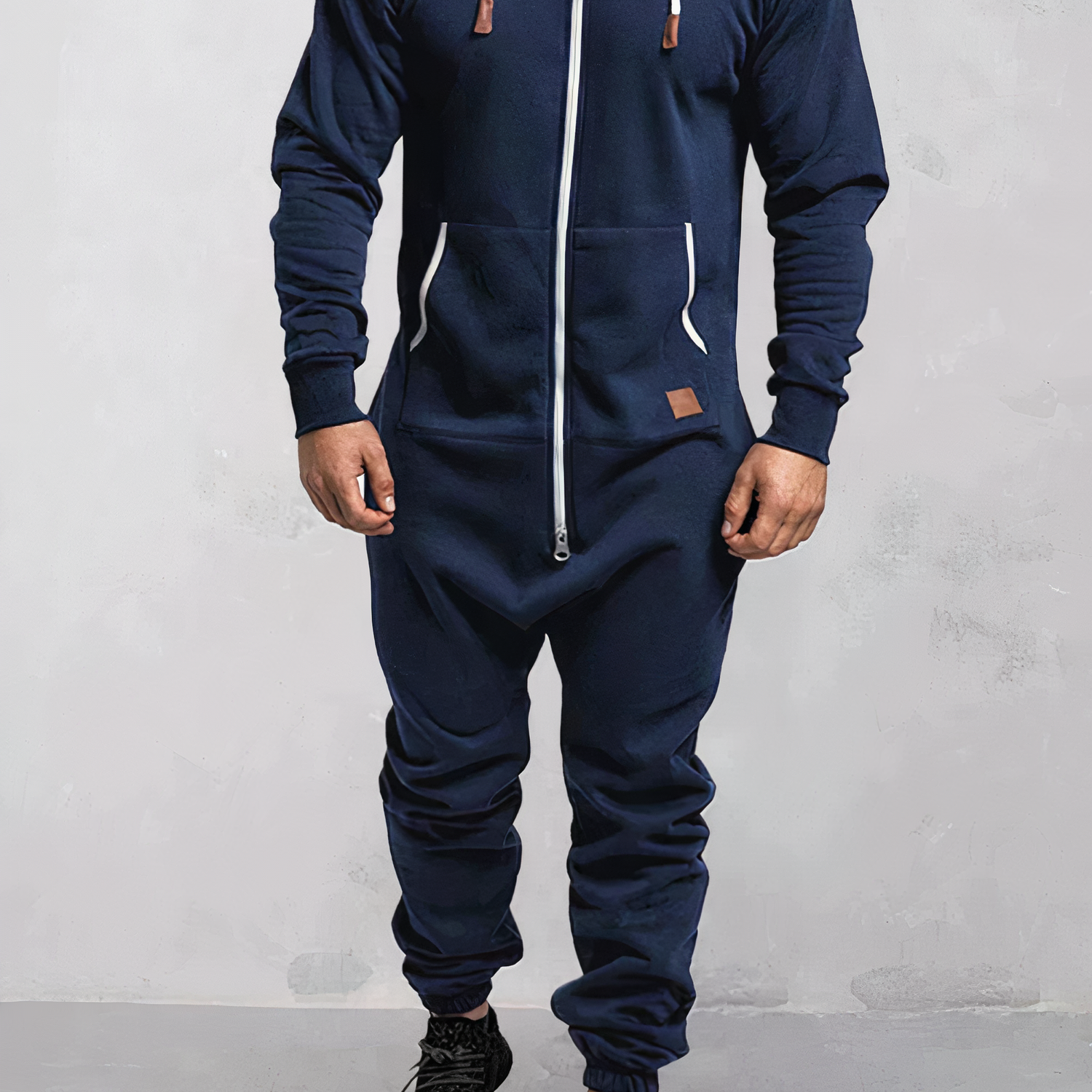 Men’s Hooded Jumpsuit Full Length Zip Up Casual One Piece Outfit