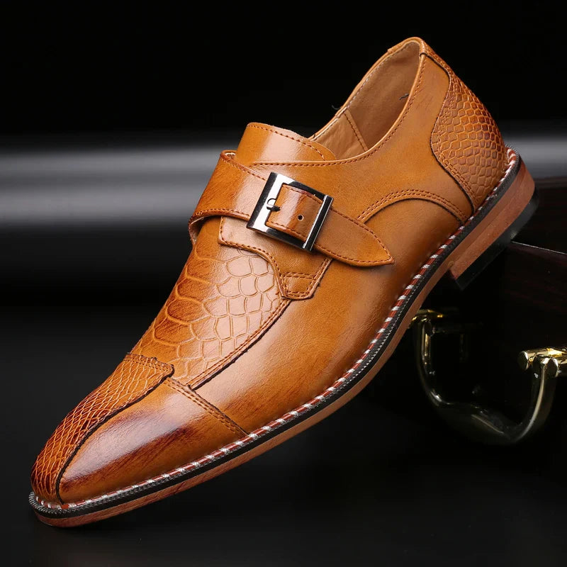 Men’s Dress Shoes Slip On Formal Business Wedding Loafers with Buckle