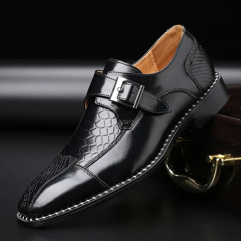 Men’s Dress Shoes Slip On Formal Business Wedding Loafers with Buckle