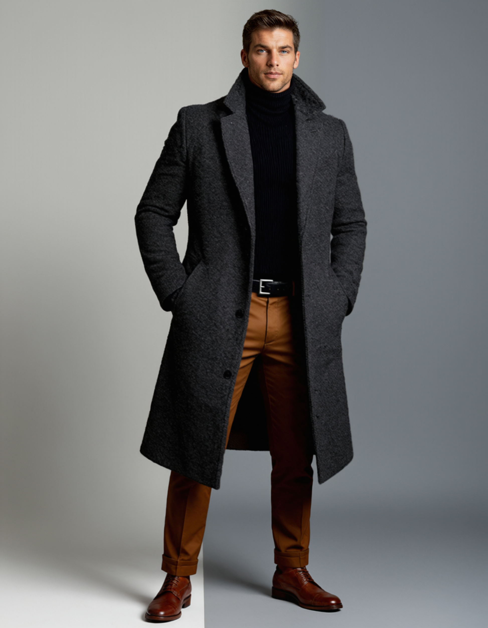 The Ridgeford Men’s Classic Wool Winter Long Overcoat