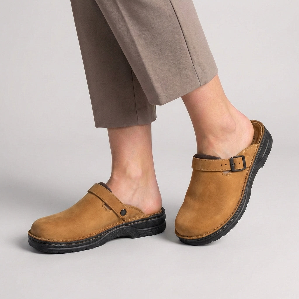 Slip-On Mule Orthopedic Cushion Clogs with Adjustable Buckle Strap