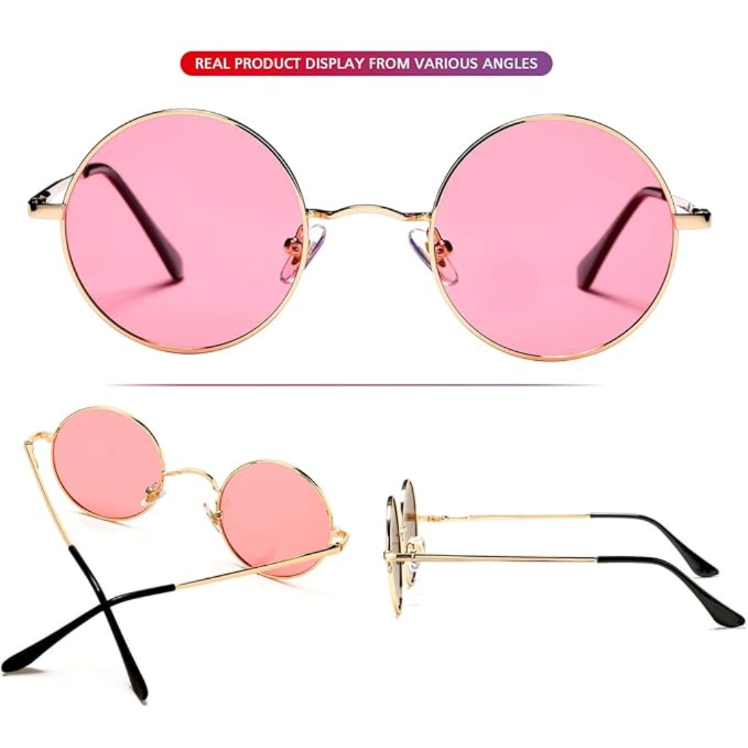 Vintage Round Sunglasses Retro Metal Frame UV Protection Fashion Eyewear