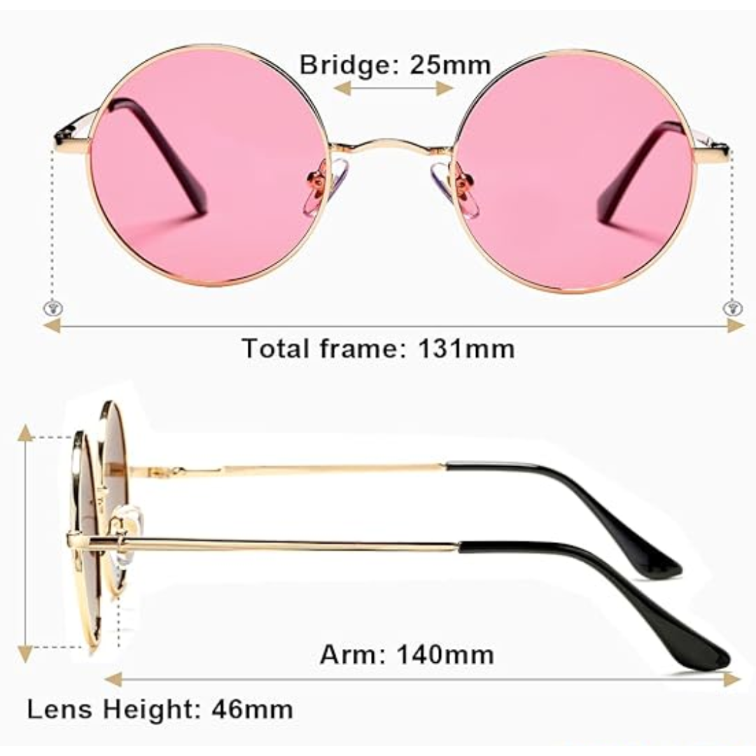 Vintage Round Sunglasses Retro Metal Frame UV Protection Fashion Eyewear