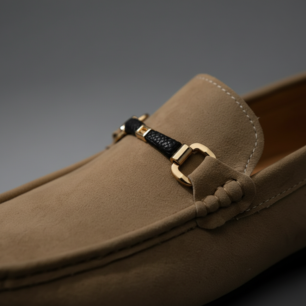 Bellano Men Rubber Sole Suede Buckle Loafers