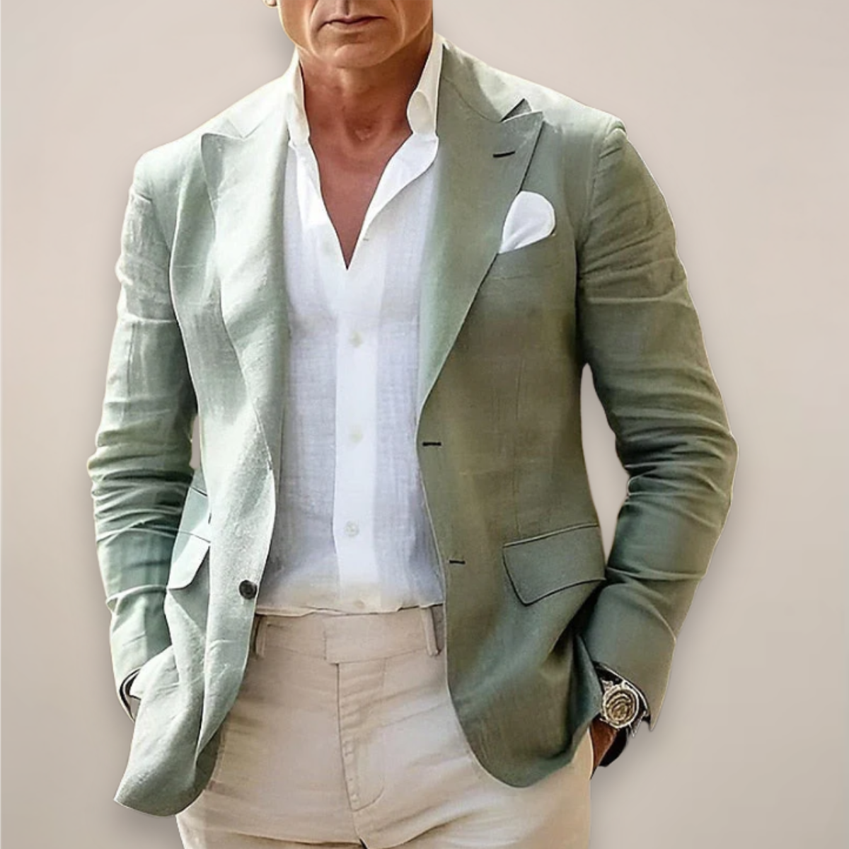 Men’s Tailored Single Button Blazer Smart Casual Jacket