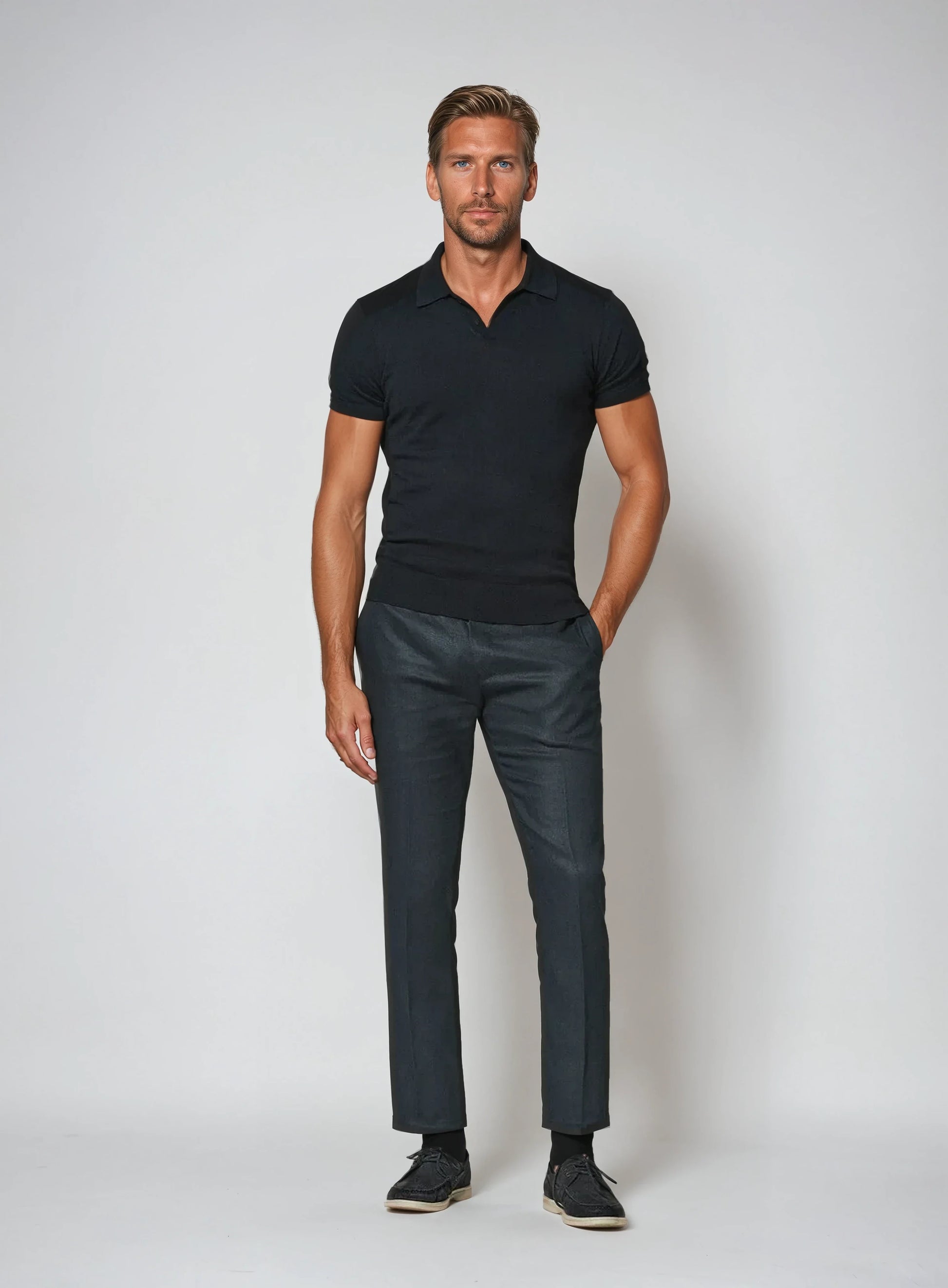Polo Men Cotton Without Buttons - Navy Blue - Solorfit