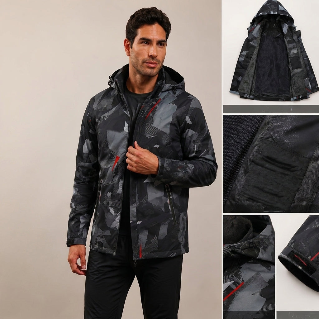 Men's Autumn Windproof Camouflage Hooded Jacket with Breathable Lining