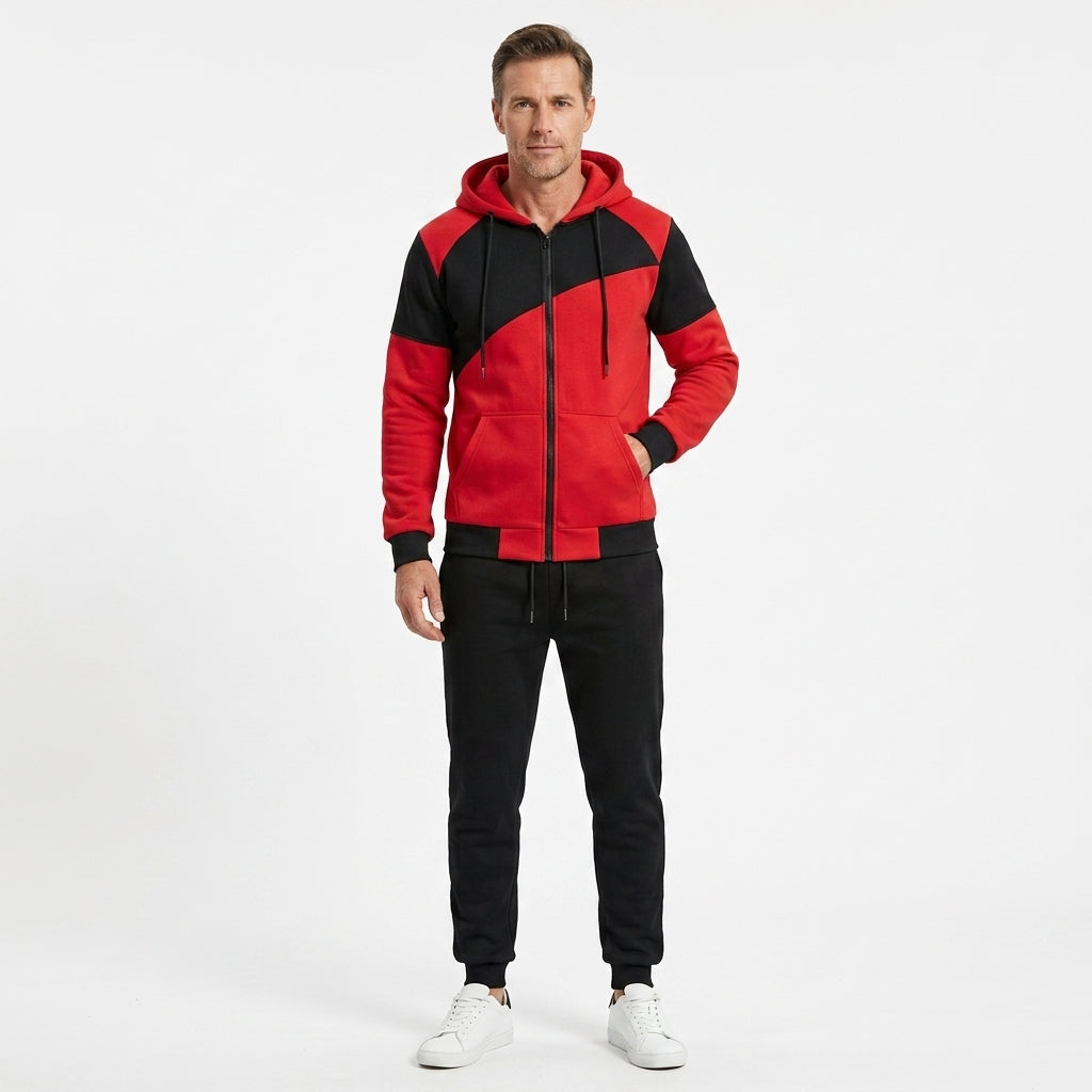Men’s Hoodie Tracksuit Set Casual Zip Up Jacket Jogger Pants