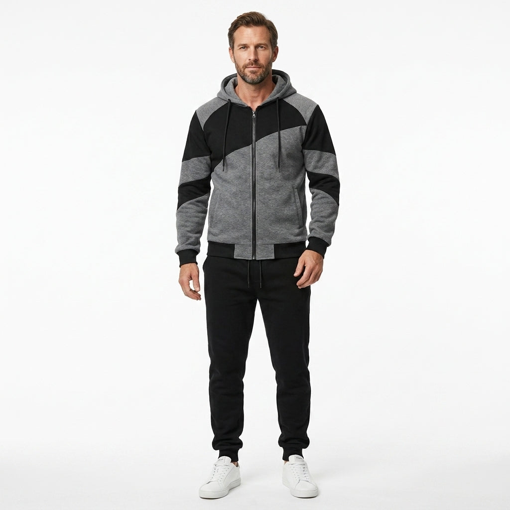 Men’s Hoodie Tracksuit Set Casual Zip Up Jacket Jogger Pants