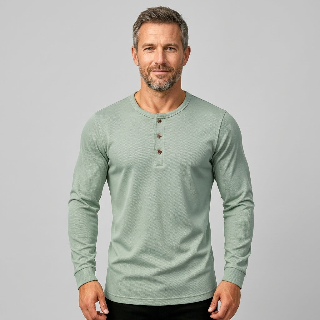 Men’s Henley Shirt Long Sleeve Casual Button Neck Everyday Wear