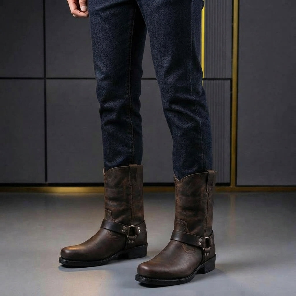 Men’s Western Boots Tall Casual Buckle Detail Footwear