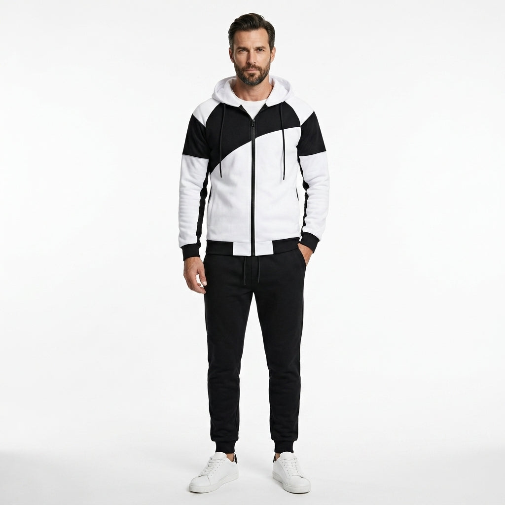 Men’s Hoodie Tracksuit Set Casual Zip Up Jacket Jogger Pants