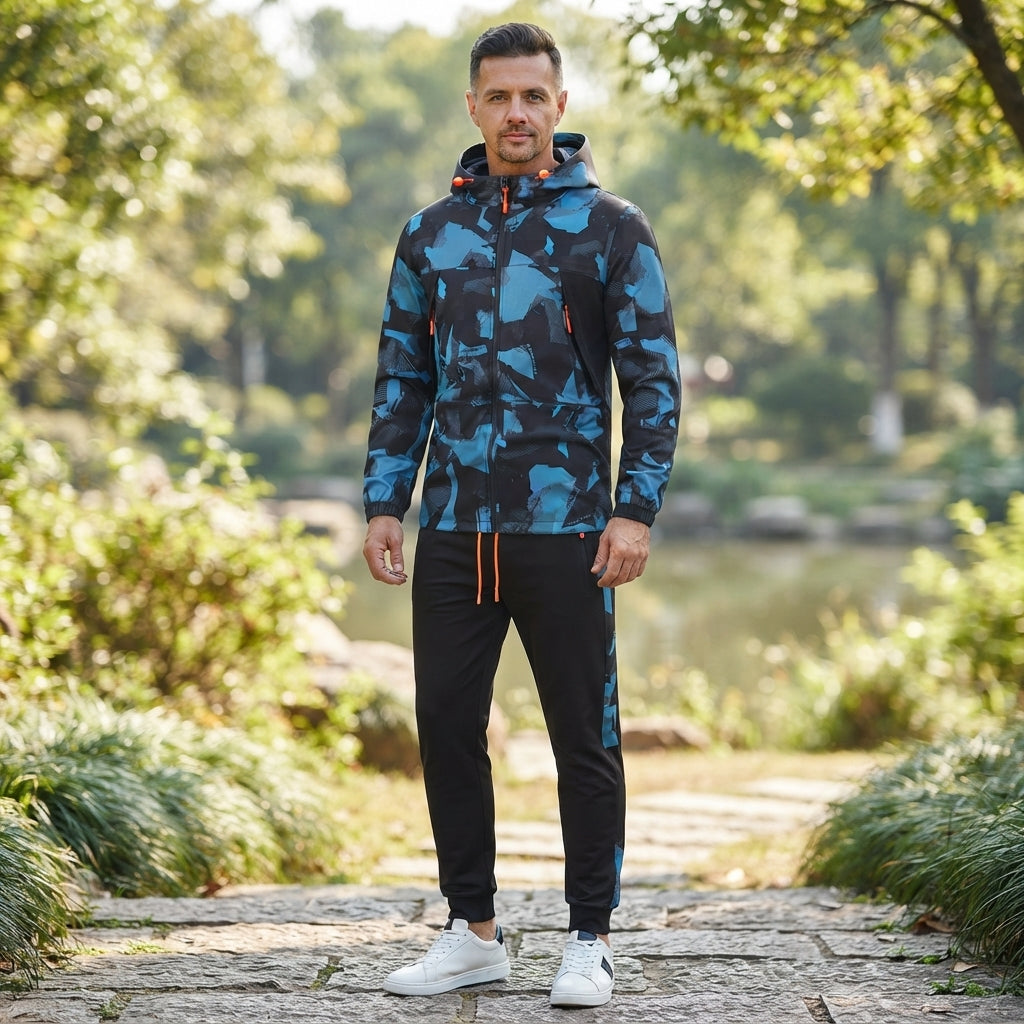 Men's 2 Piece Tracksuit Matching Set with Hooded Jacket and Joggers