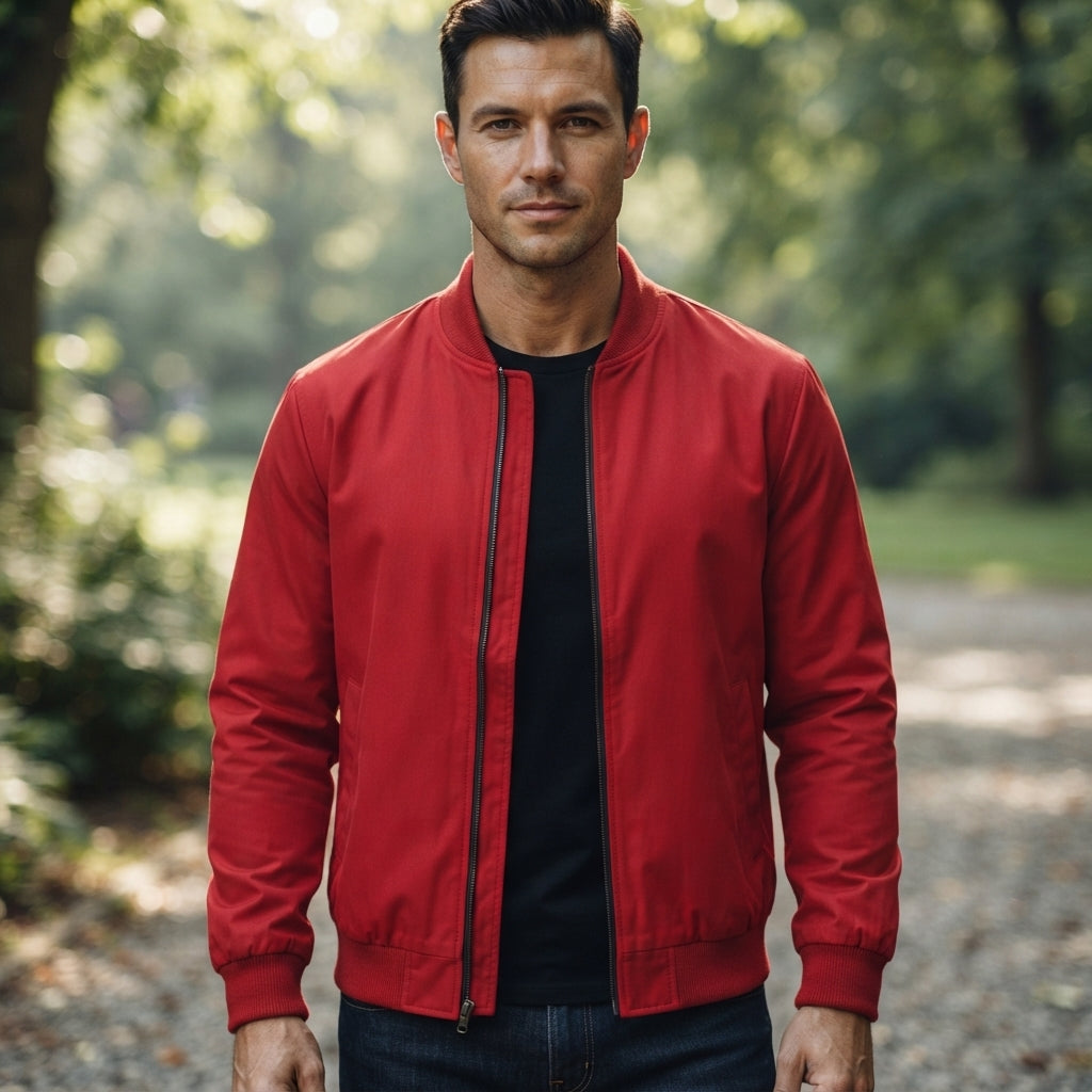 Men’s Zip Up Bomber Jacket Stand Collar Casual Everyday Jacket