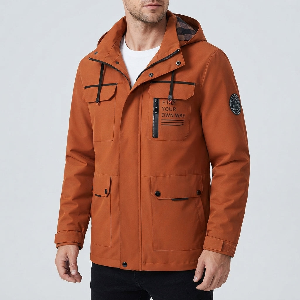 Men’s Hooded Jacket Casual Zip Up Outdoor Outerwear