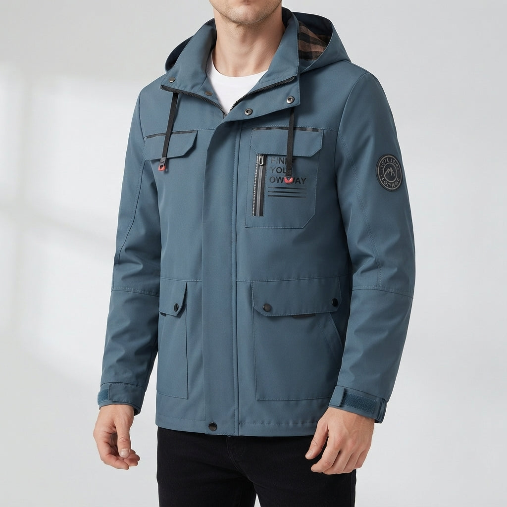 Men’s Hooded Jacket Casual Zip Up Outdoor Outerwear