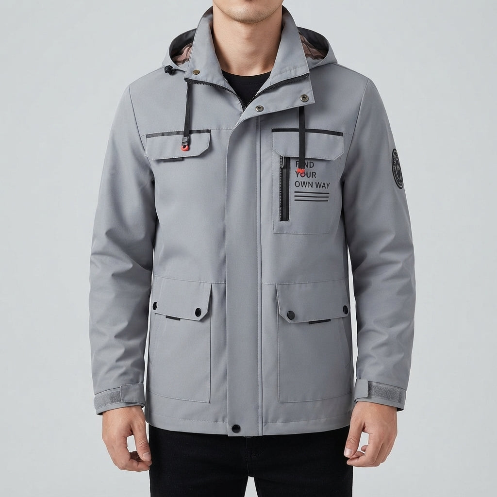 Men’s Hooded Jacket Casual Zip Up Outdoor Outerwear