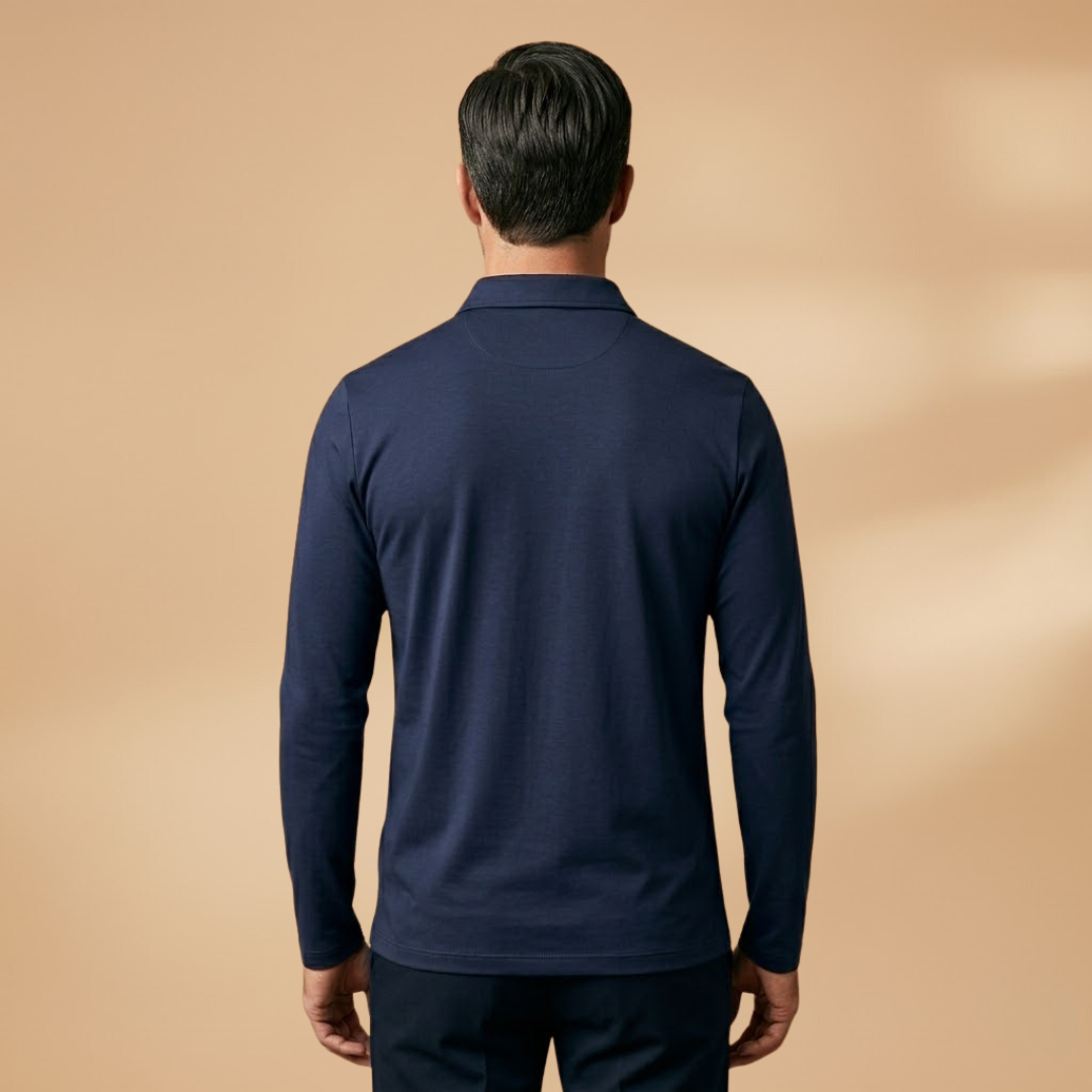 Men's Polo Shirt with Stretch Fabric and Structured Collar