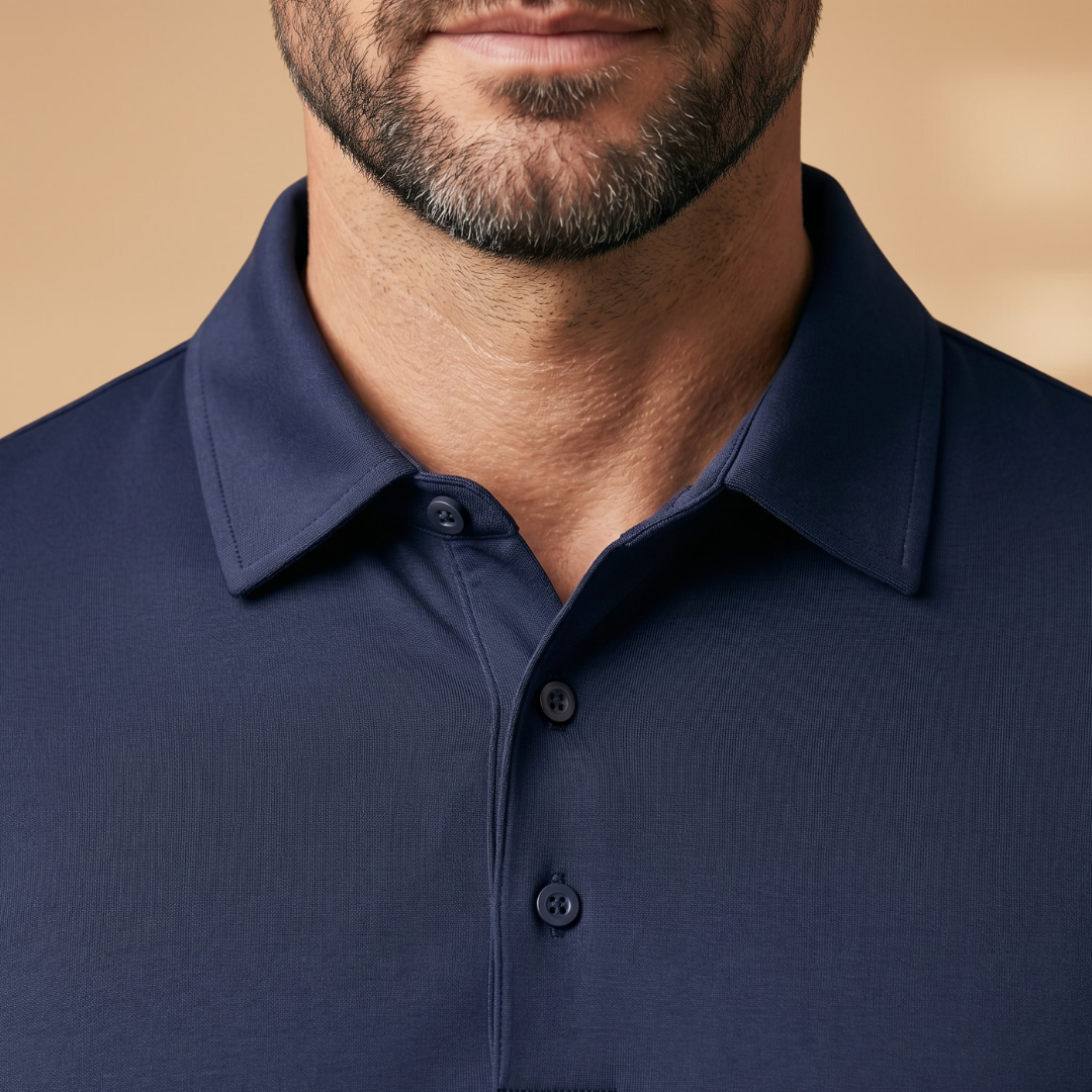 Men's Polo Shirt with Stretch Fabric and Structured Collar
