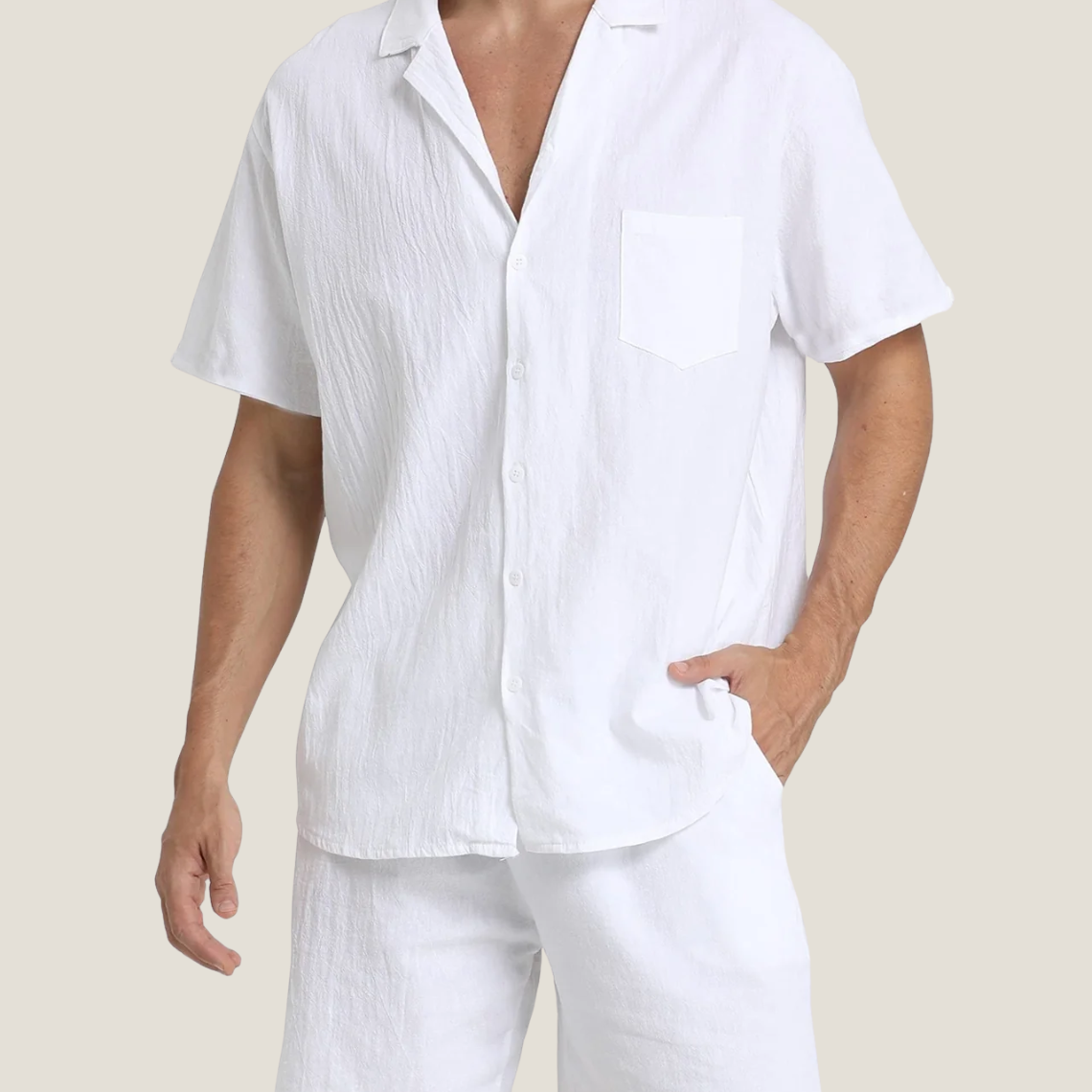 Men’s Short Sleeve Shirt and Shorts Set Casual Two Piece Summer Outfit