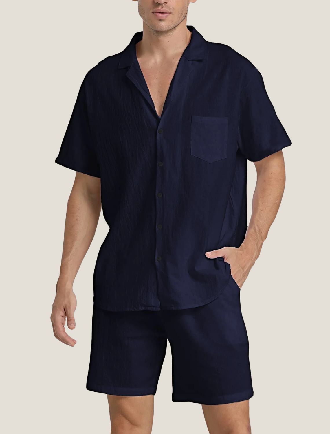 Men’s Short Sleeve Shirt and Shorts Set Casual Two Piece Summer Outfit