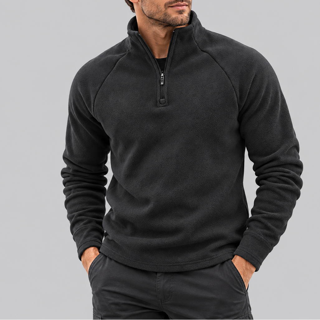 Men’s Quarter Zip Pullover Casual Long Sleeve Top