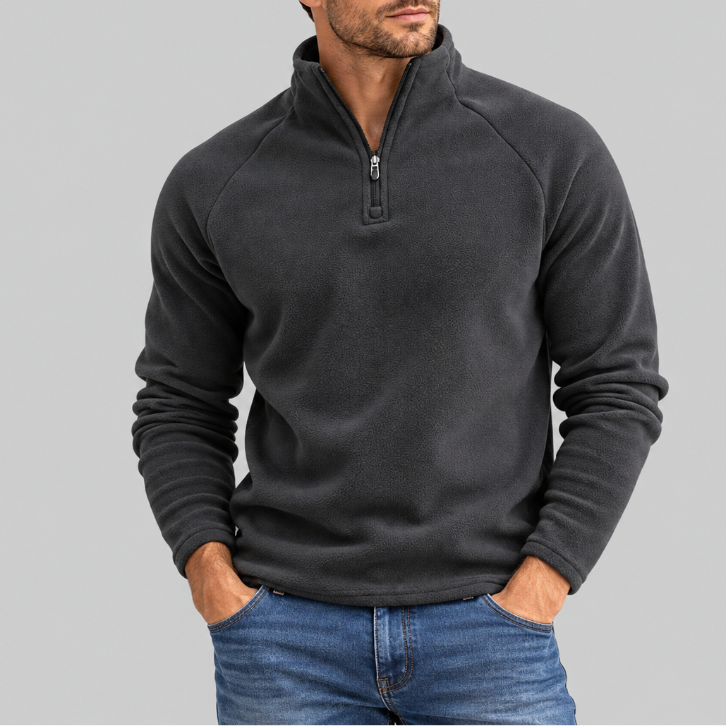 Men’s Quarter Zip Pullover Casual Long Sleeve Top