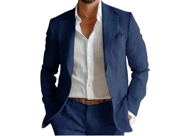 Men's Slim Fit Two Piece Suit Formal Business Blazer and Trousers Set