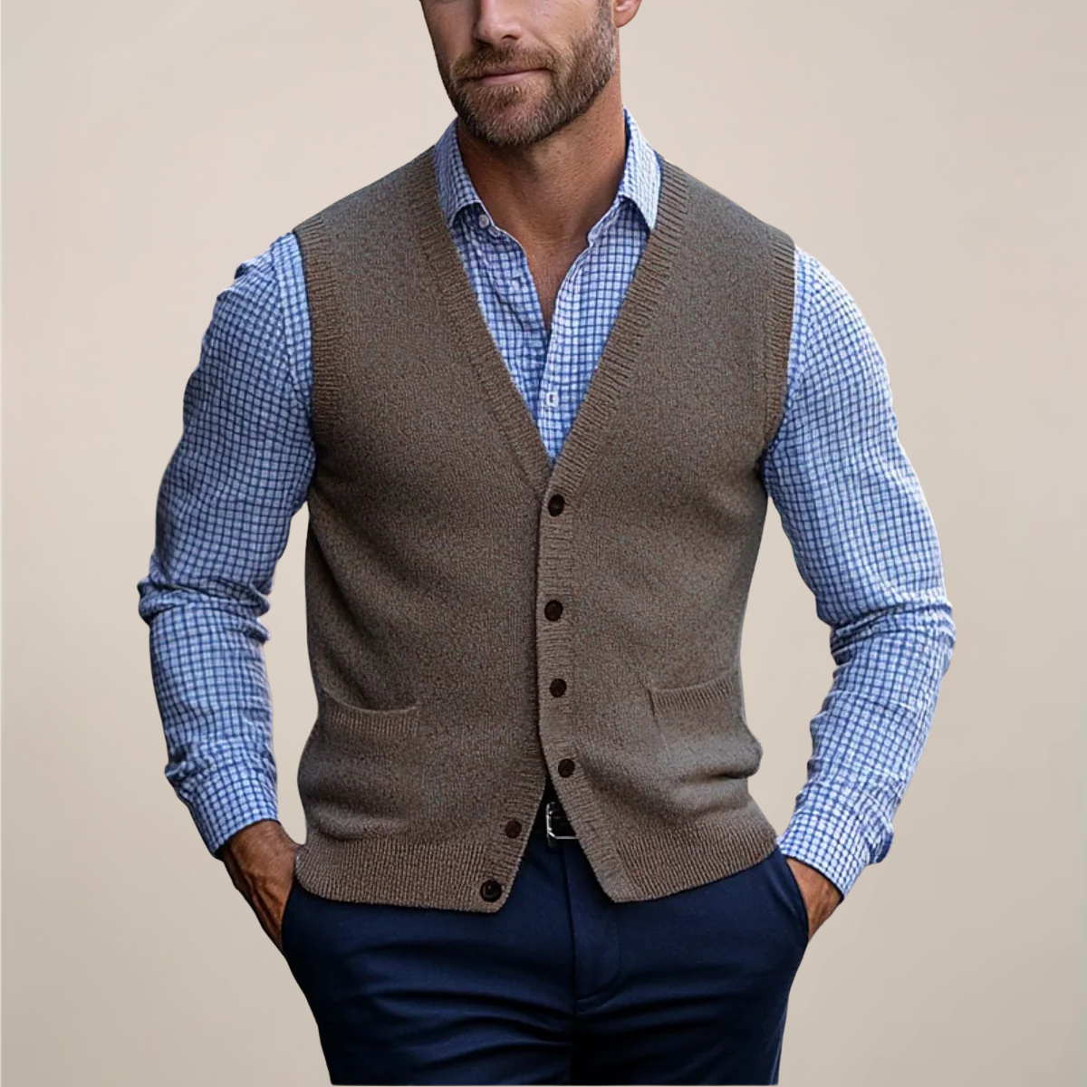 Men’s Sleeveless Vest Sweater – Lightweight Layer