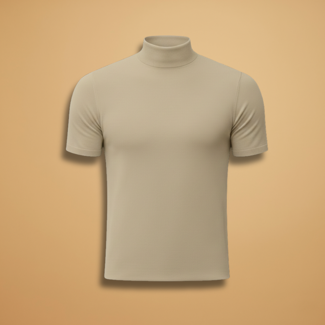 Men’s T‑Shirt with Turtleneck and Short Sleeves