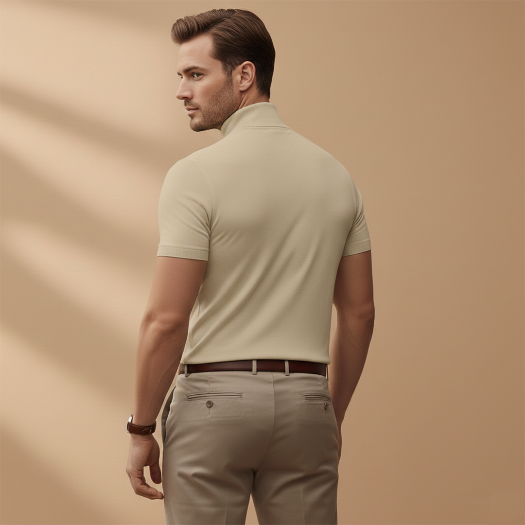 Men’s T‑Shirt with Turtleneck and Short Sleeves