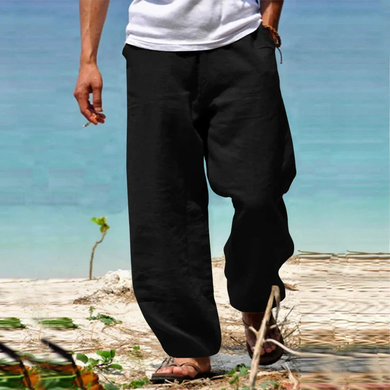Men's Wide Leg Trousers with Relaxed Fit and Drawstring Waist