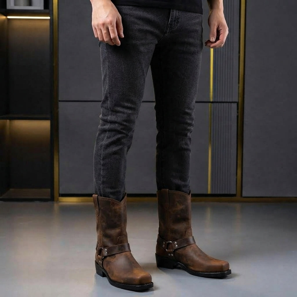 Men’s Western Boots Tall Casual Buckle Detail Footwear