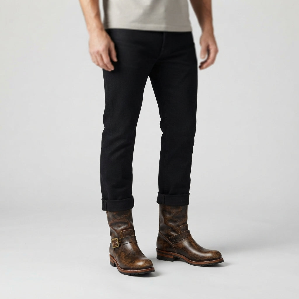 Men’s Western Boots Tall Buckle Detail Casual Footwear