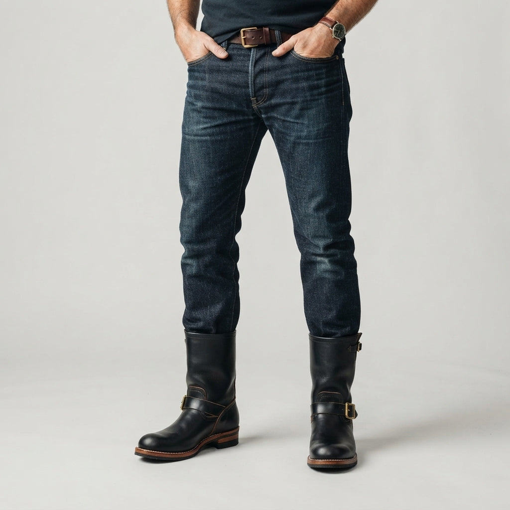 Men’s Western Boots Tall Buckle Detail Casual Footwear