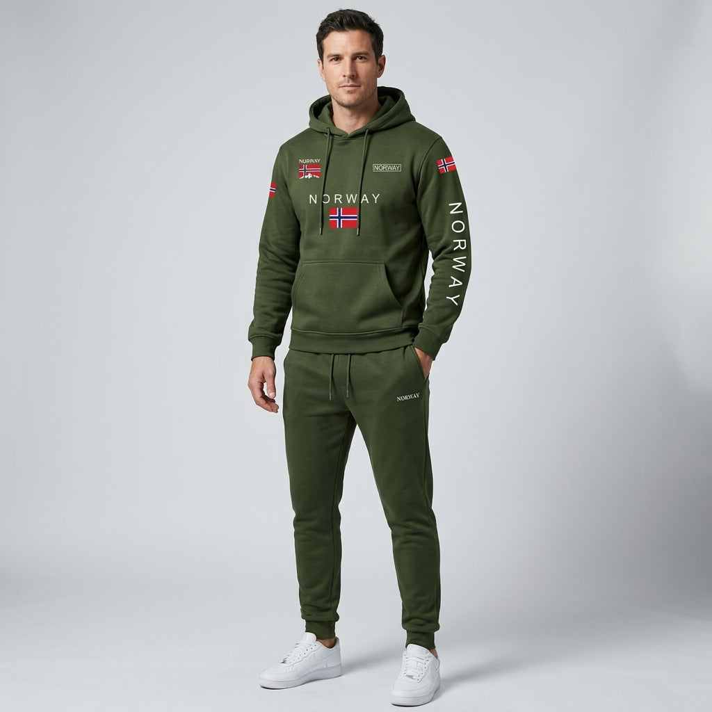 Men’s Hoodie Norway Tracksuit Set Casual Sweatshirt Jogger Pants Outfit