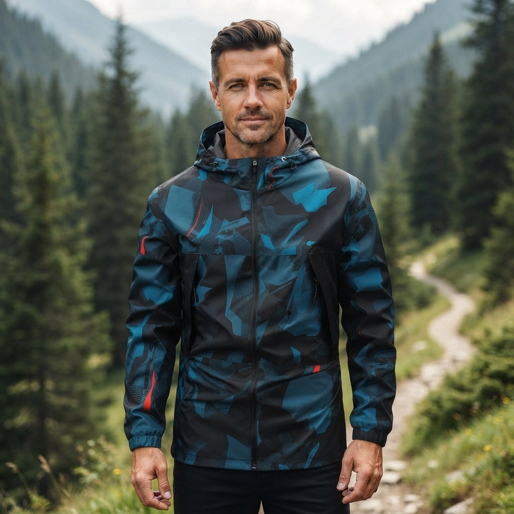 Men's Autumn Camouflage Hooded Jacket with Zip-Up Front and Pockets