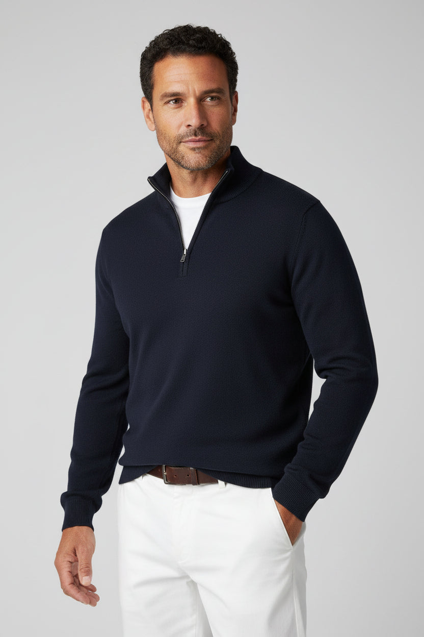Men’s Quarter Zip Sweater Pullover Casual Long Sleeve Stand Collar Top