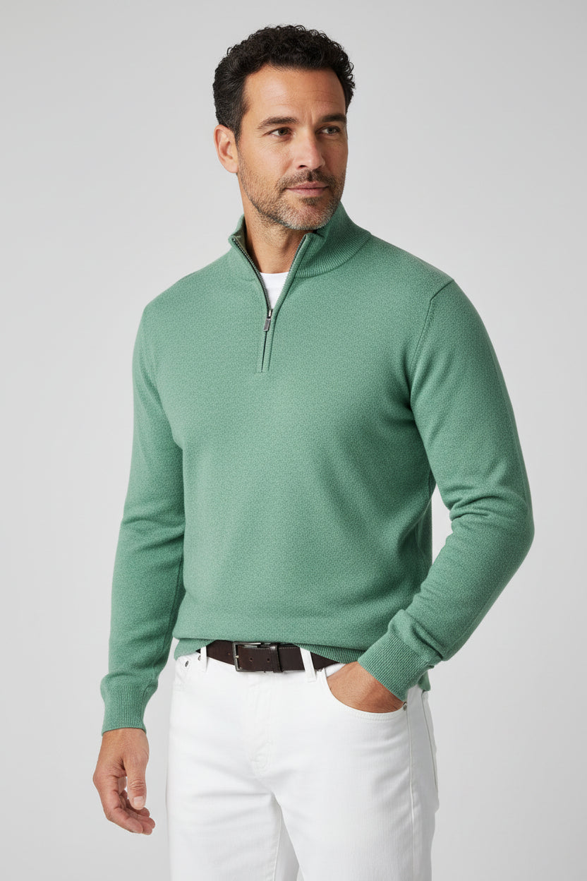 Men’s Quarter Zip Sweater Pullover Casual Long Sleeve Stand Collar Top