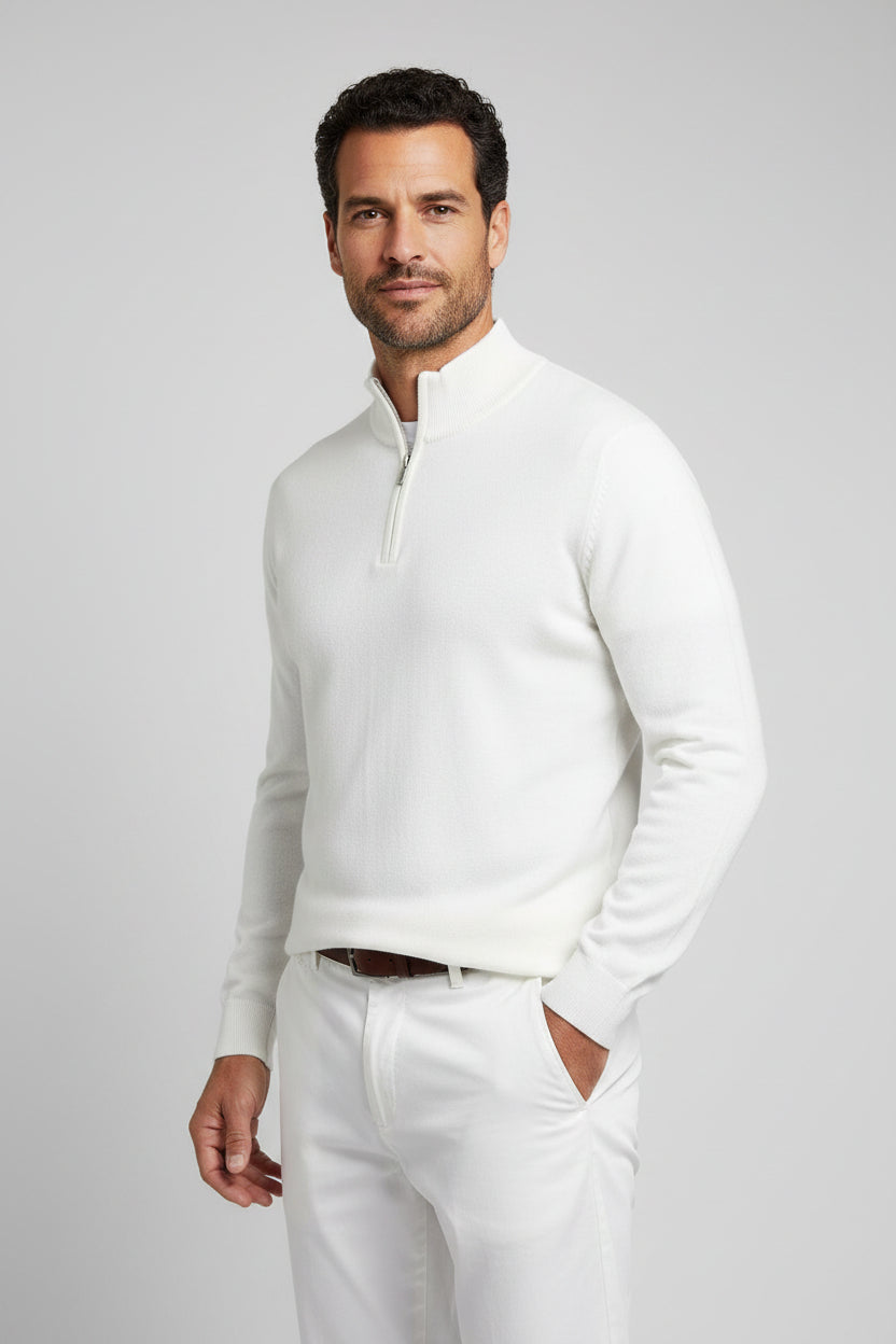 Men’s Quarter Zip Sweater Pullover Casual Long Sleeve Stand Collar Top