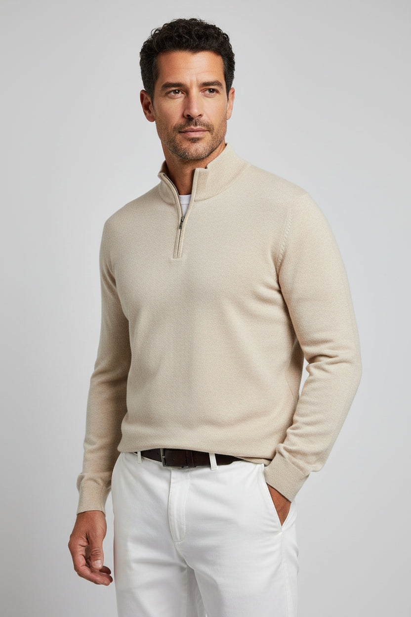 Men’s Quarter Zip Sweater Pullover Casual Long Sleeve Stand Collar Top