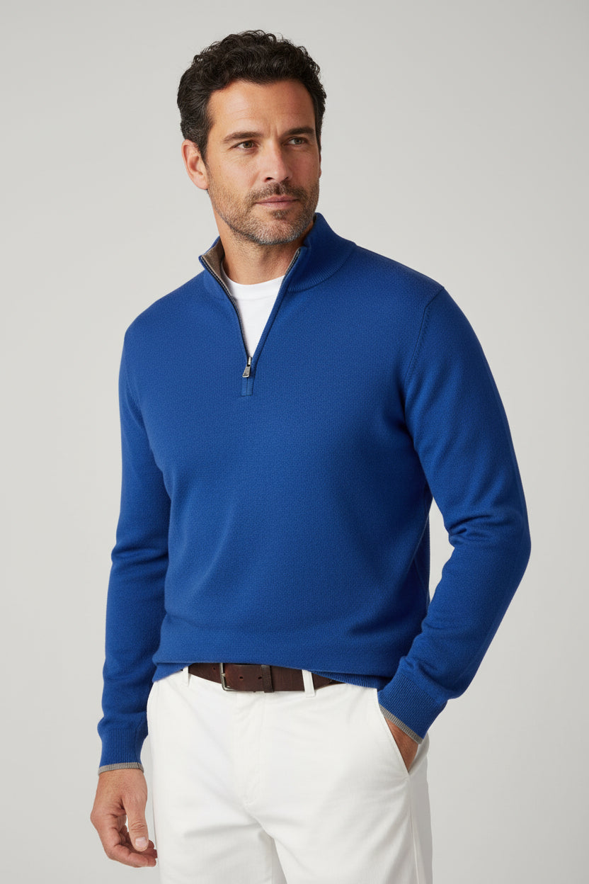 Men’s Quarter Zip Sweater Pullover Casual Long Sleeve Stand Collar Top