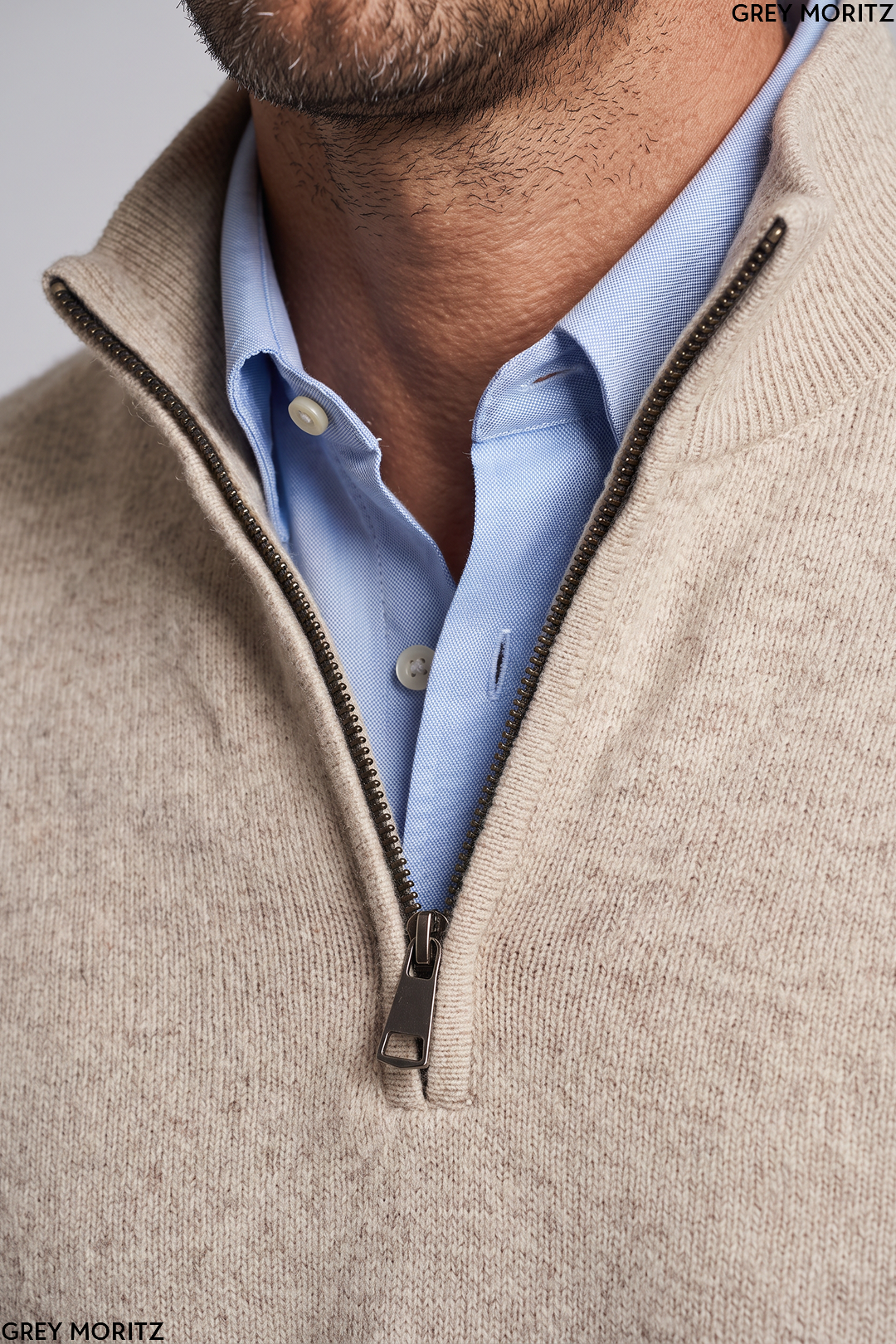 Men’s Quarter Zip Sweater Pullover Casual Long Sleeve Stand Collar Top